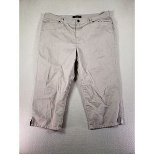 Lauren Ralph Laure Pants Womens 16W Beige 100% Cottot Flat Front Straight Capri